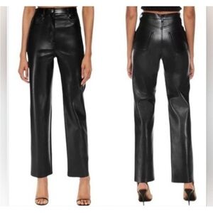 Aritzia Wilfred Melina Faux Leather Super High Rise Straight Leg Pants